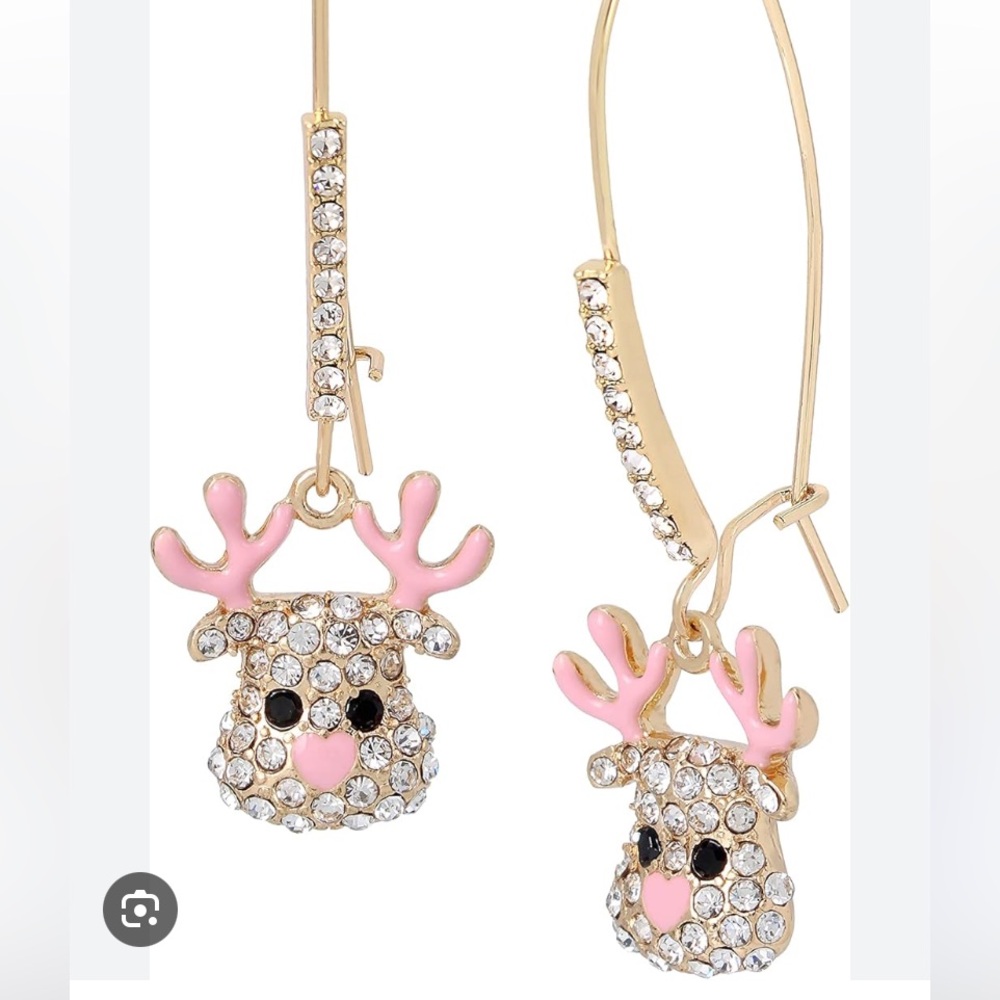 Betsey Johnson Pave Reindeer Drop Earrings🥳black Friday sale! - Picture 2 of 2